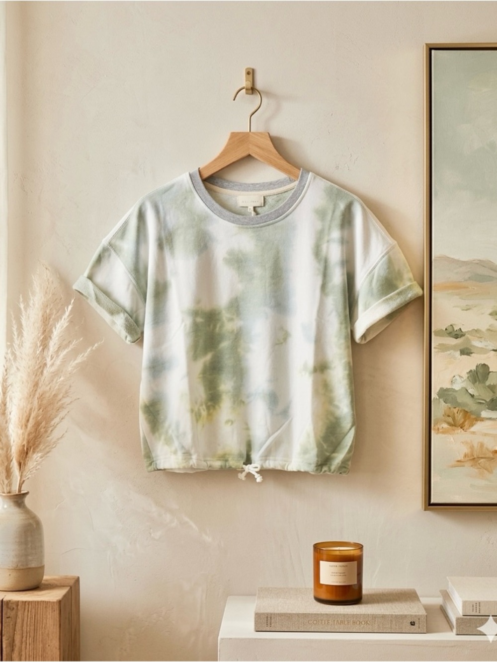 Melloday Tie Dye Short Sleeve Drawstring Sweatshirt Small NWT
